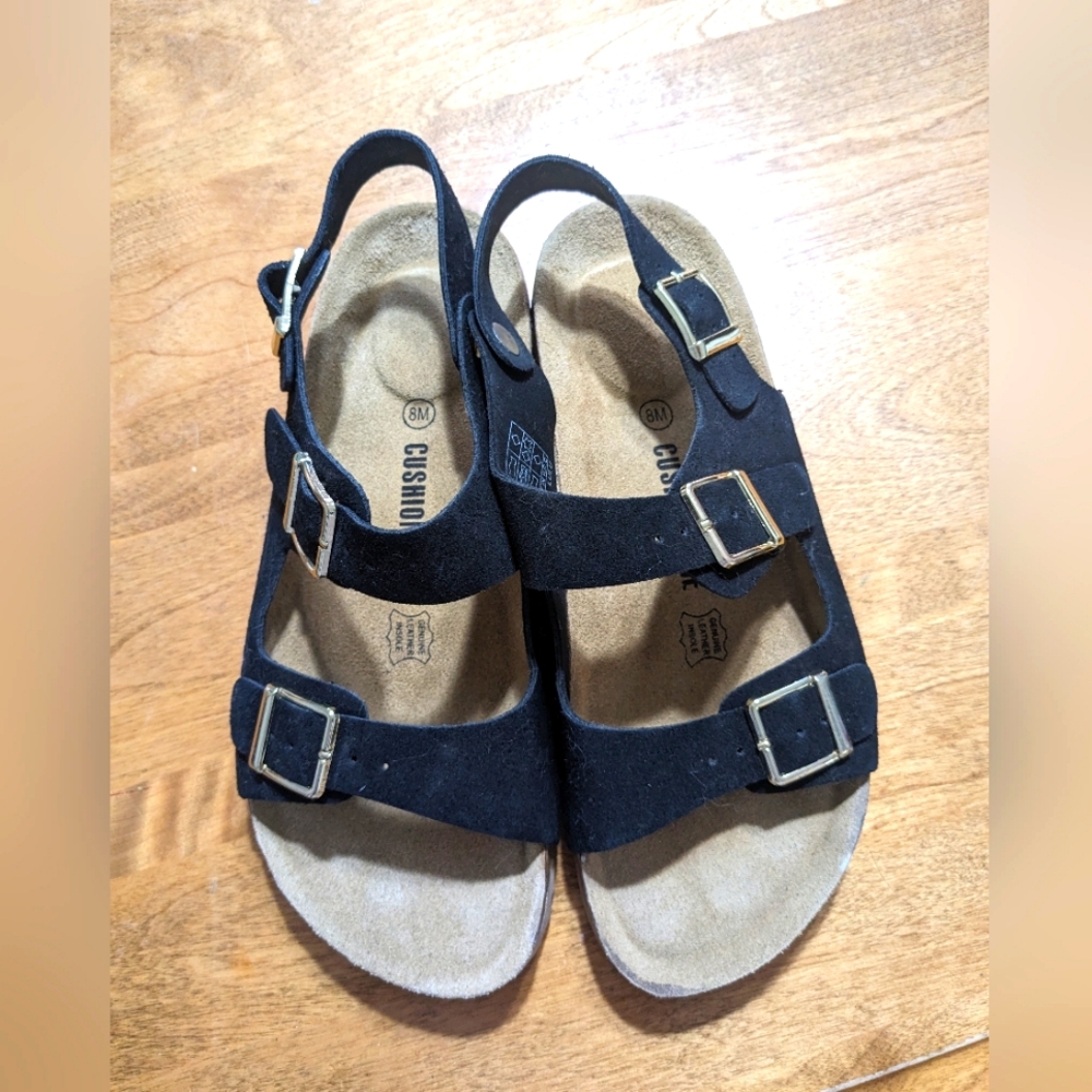 Cushionaire Black Sandals #8M